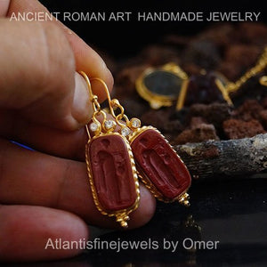 *MADE TO ORDER* Omer Roman Art Handmade 925 k Silver Venetian Intaglio Earrings