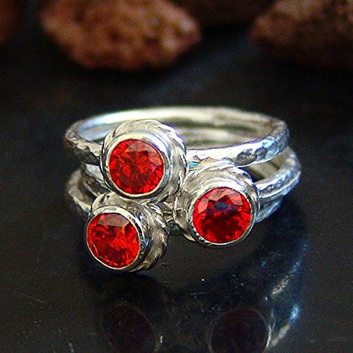 Turkish Orange Ring Set Handmade Designer Jewelry By Omer 925 Sterling Silver