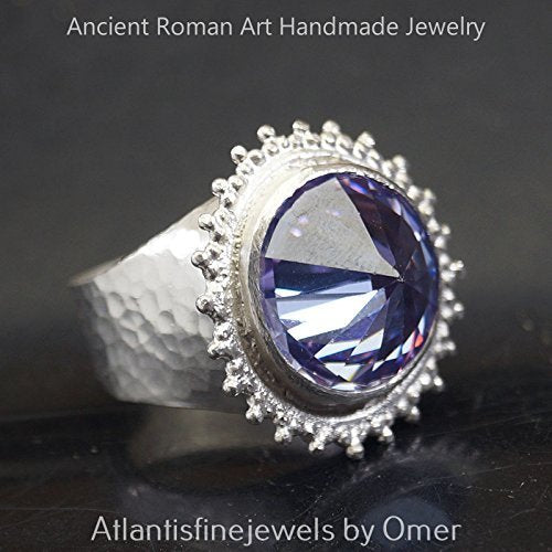 Bold Collection Large Granulated Iceberg Amethyst Ring 925 Sterling Silver Ancie