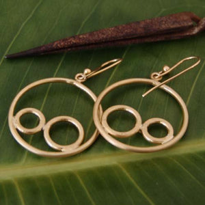 Omer Sterling Silver Handmade Roman Art Circle Earrings 24k Yellow Gold Plated