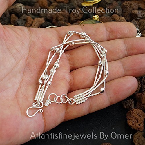 Sterling Silver Handmade Ancient Troy Bracelet By Omer 24k Gold Vermeil & Oxidiz