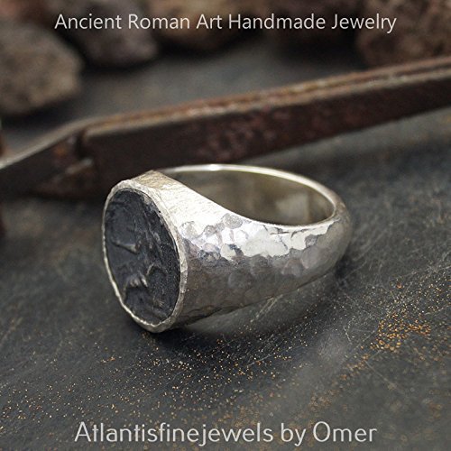 Omer Blackened Coin Men's / Unisex Turkish Ring Hammered Handmade 925 Silver