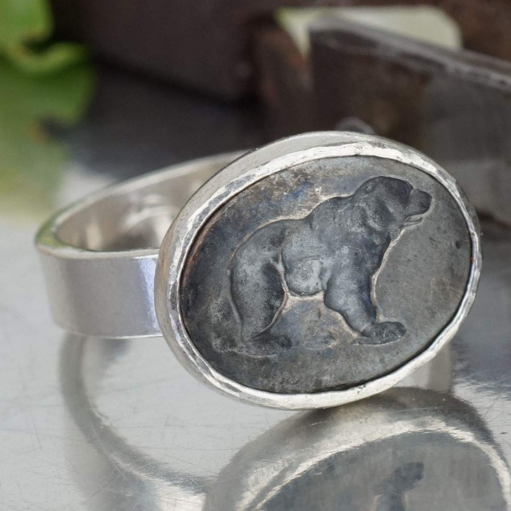  Turkish Bear Oxidized Ring Handmade Designer Jewelry By Omer 925 Sterling Silver 