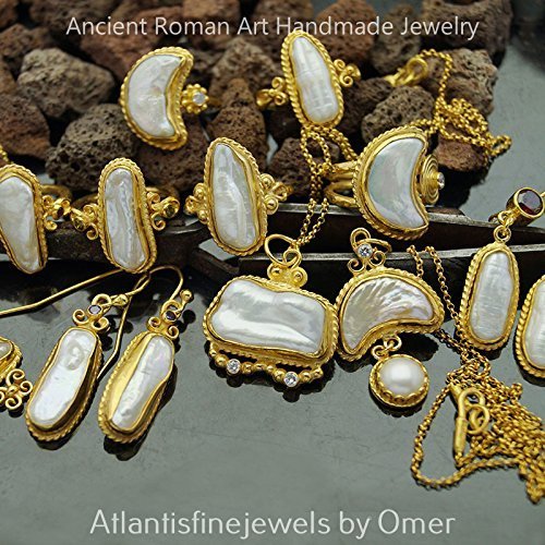 *MADE TO ORDER* Omer 925 Silver Crescent Pearl & Turquoise Custom Gold Necklace