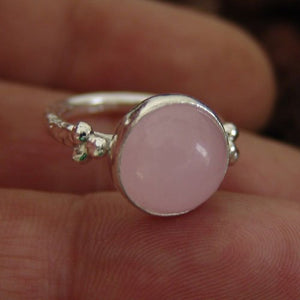 Turkish Hammered Pink Quartz Ring 925 Sterling Silver