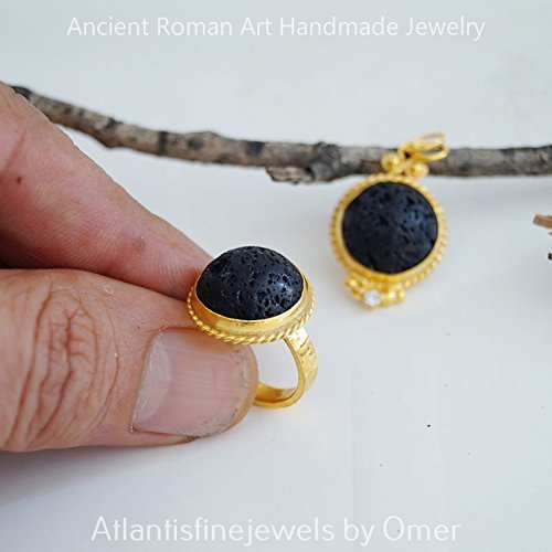 By Omer Turkish Lava Ring 24k Gold Over 925 k Sterling Silver Fine Jewelry