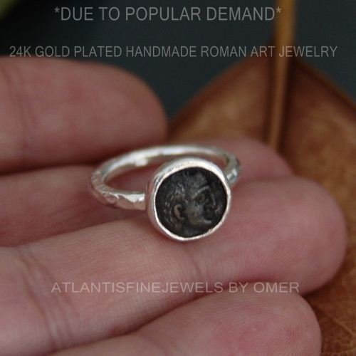 Turkish Handmade Oxidized Coin Ring 925 Sterling Silver