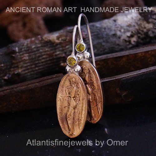 Turkish Coin Earrings Handmade Designer Jewelry By Omer 925 Sterling Silver 24 k Yellow Gold Plated