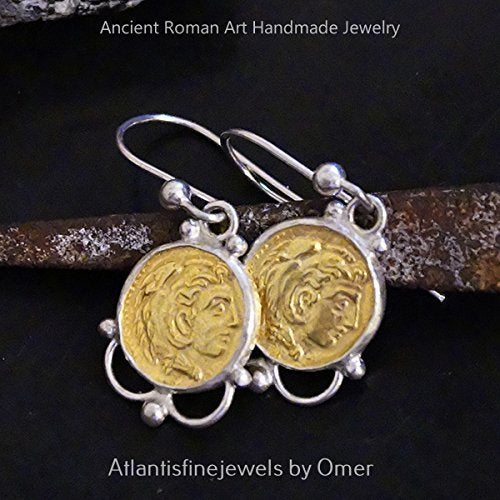 Turkish Jewelry Handmade Alexander Coin Earrings BY Omer Bodrum Turkey