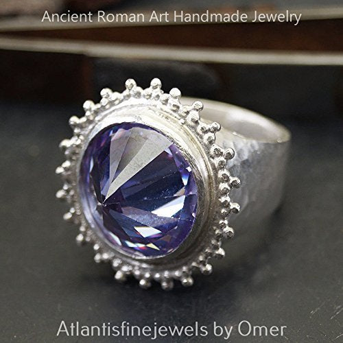 Turkish Amethyst Ring Handmade Designer Jewelry By Omer 925 Sterling Silver 
