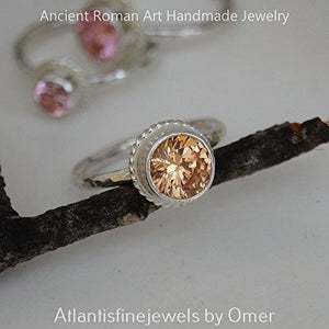  Turkish Peach Topaz Ring Handmade Designer Jewelry By Omer 925 Sterling Silver