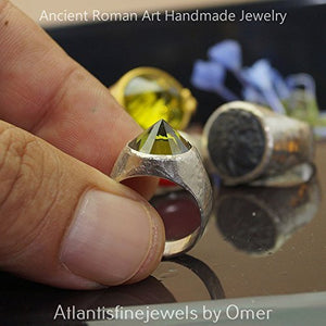 Turkish Bold Peridot Ring 925 Sterling Silver 
