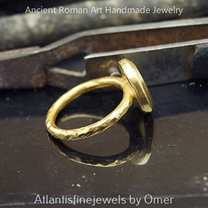 Fly Coin Ring Roman Art Handmade Sterling Silver By Omer 24k Gold Vermeil