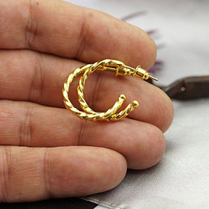 Omer 925 Fine Silver Twisted Hoop Earrings 24k Gold Vermeil Handcrafted Turkish Jewelry