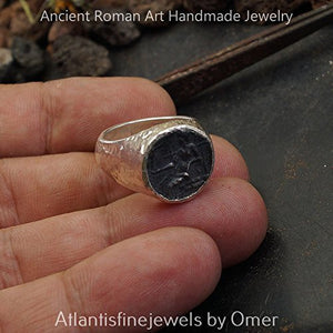 Omer Blackened Coin Men's / Unisex Turkish Ring Hammered Handmade 925 Silver