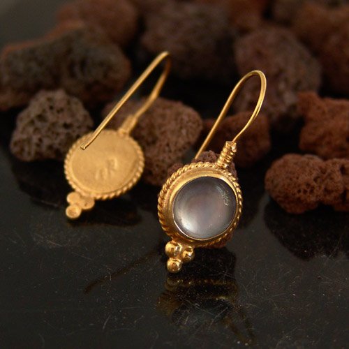 925 k Silver Handmade Mother Of Pearl Shell Earrings 24k Gold Plated Handcrafted