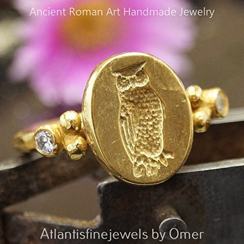 Owl Coin Ring Handmade Sterling Silver Design By Omer 24k Gold Vermeil Turkish