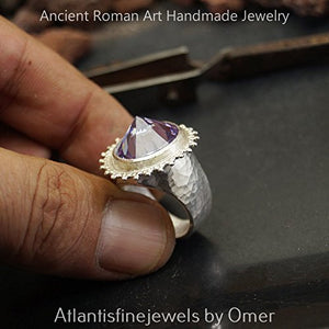 Turkish Handmade Large Amethyst Ring 925 Sterling Silver