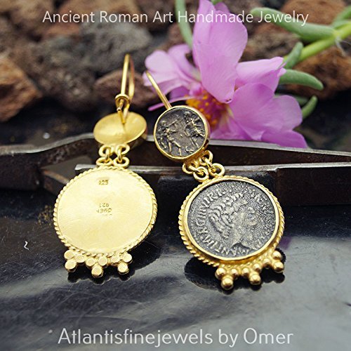 Handmade Large Coin Earrings By Omer 24k Gold Over 925 k Silver Turkish Jewelry