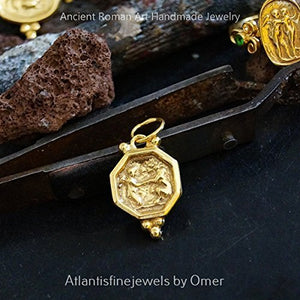 Handmade Turkish Coin Pendant By Omer 24k Gold Over 925k Sterling Silver