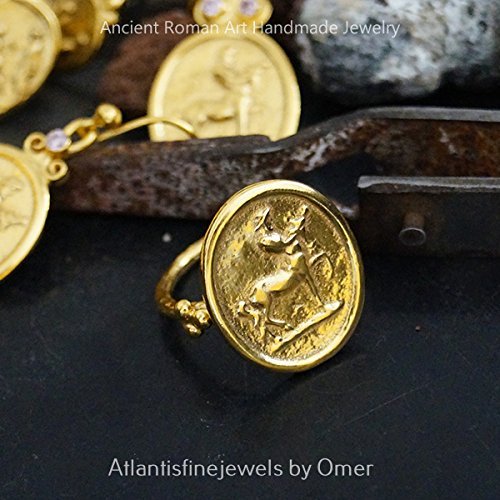 Centaurus Coin Ring Fine Sterling Silver Design By Omer 24k Gold Vermeil