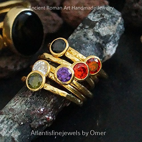  Turkish Peridot Ring Handmade Designer Jewelry By Omer 925 Sterling Silver 24 k Yellow Gold Plated