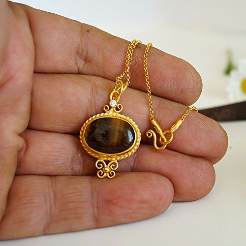 Sterling Silver Butteffly Tiger Eye Necklace Handmade Turkish Jewelry By Omer