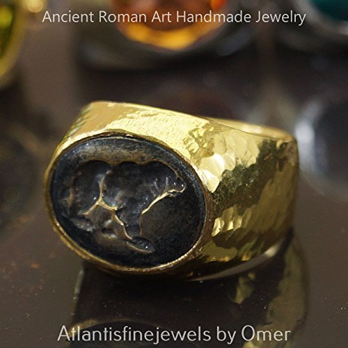 Turkish Oxidized Ring Handmade Designer Jewelry By Omer 925 Sterling Silver 24 k Yellow Gold Plated