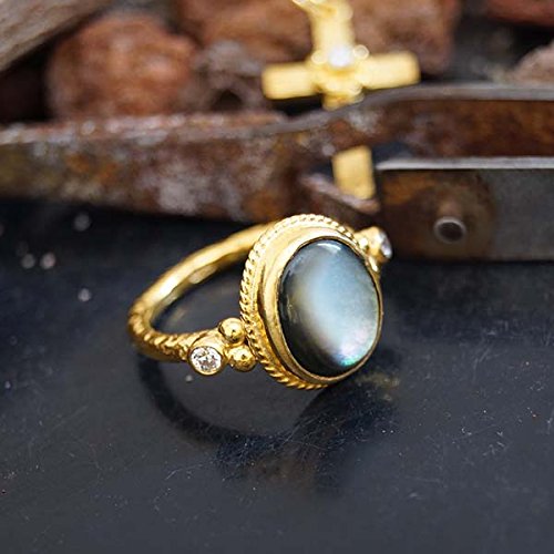 Roman Art 925 k Sterling Silver Mother Of Pearl Handmade Ring Turkish Jewelry By