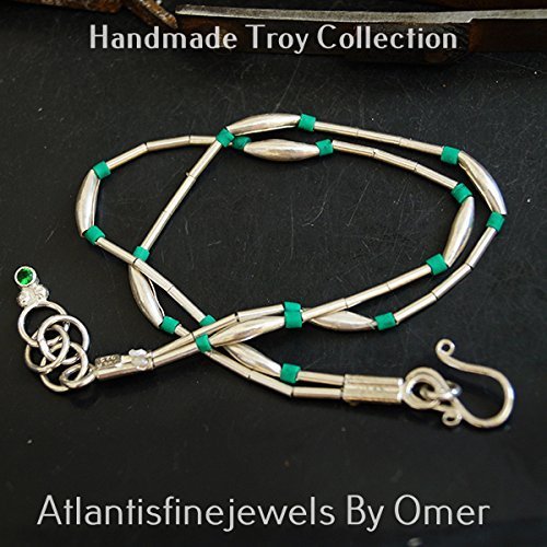 2 Strand Troy Malachite Bead Bracelet 24 k Gold over 925 Fine Silver Handmade Tu
