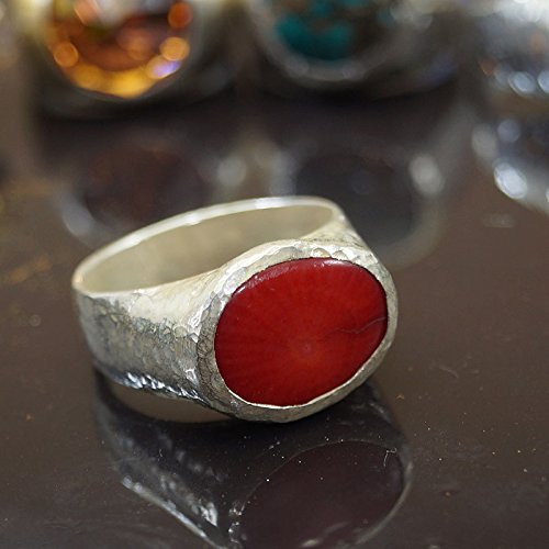 Turkish Coral Ring Handmade Designer Jewelry By Omer 925 Sterling Silver 