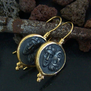 925 k Sterling Silver Designer Oxidized Coin Earrings By Omer 24 K Gold Vermeil