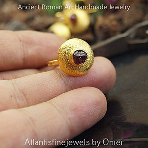 Omer Rough Ruby Ring Hammered Handmade 24k Gold Vermeil 925k Sterling Silver Tur