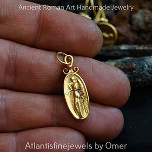 Handmade Ancient Roman Art Angel Coin Pendant By Omer 925k Sterling Silver