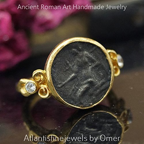 Turkish Oxidized Ring Handmade Designer Jewelry By Omer 925 Sterling Silver 24 k Yellow Gold Plated