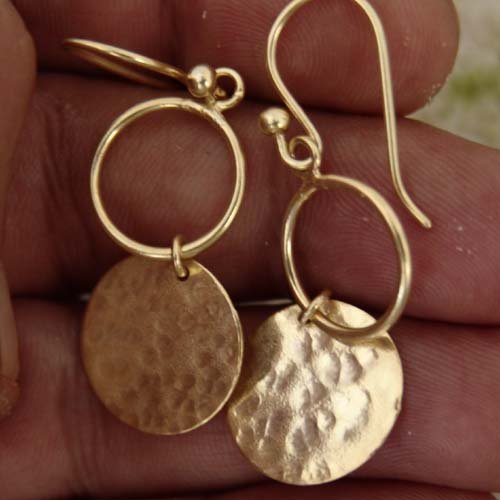 Sterling Silver Circle Earrings 24k Gold Plated By Omer Turkish Designer Jewelry