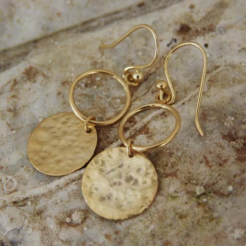 Sterling Silver Circle Earrings 24k Gold Plated By Omer Turkish Designer Jewelry