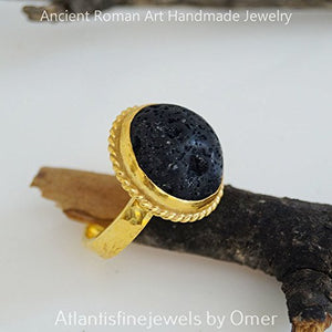 Lava Ring 24 k Gold Over 925 Sterling Silver By Omer Turkish Fine Jewelry