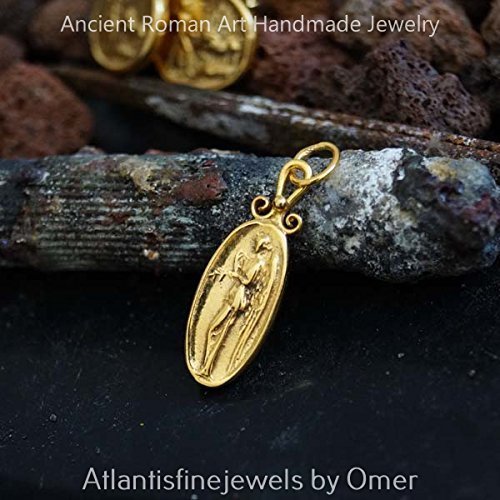 Handmade Ancient Roman Art Angel Coin Pendant By Omer 925k Sterling Silver
