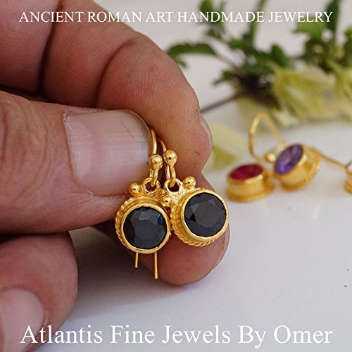 Omer Silver 925 Handmade Onyx Gold Earrings Turkish Designer Women Jewelry