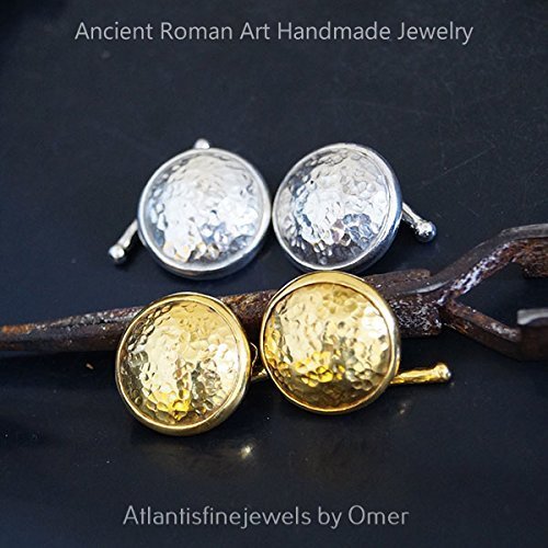 Omer Handmade Sterling Silver Cufflinks Turkish Men's Jewelry 24k gold plated