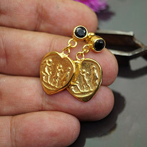 925 k Sterling Silver Onyx Coin Earrings Turkish Women Fine Jewelry By Omer