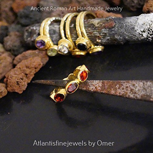 Handmade Garnet Eternity Ring 24 k Gold Over 925 k Silver By Omer