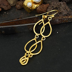 Omer Handcrafted 925 Silver Handmade Chandelier Gold Earrings Turkish Jewelry