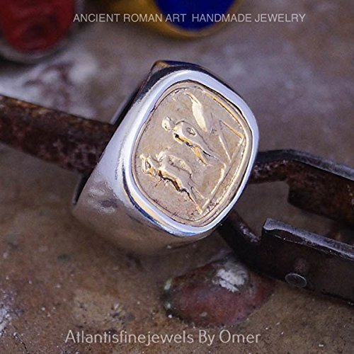 Satin Finish Sterling Silver 2 Tone Men's Coin Ring Turkish Fine Jewelry By Omer