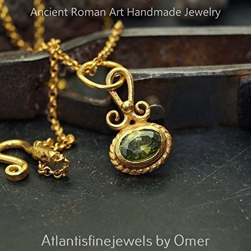 Peridot Necklace w/ chain Sterling Silver Handmade Fine Turkish Jewelry By Omer