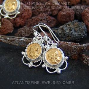 Turkish Coin Earrings Handmade Designer Jewelry By Omer 925 Sterling Silver 