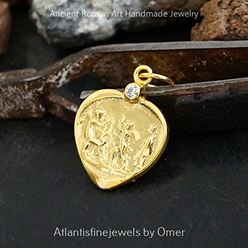 Handmade White Topaz Coin Pendant 24k Gold Over 925k Sterling Silver By Omer