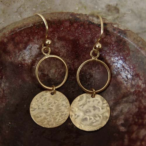 Turkish Hammered Earrings Handmade Designer Jewelry By Omer 925 Sterling Silver 24 k Yellow Gold Plated