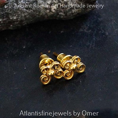 Roman Art Handmade Butterfly Stud Earrings 24k Gold Over Sterling Silver By Omer